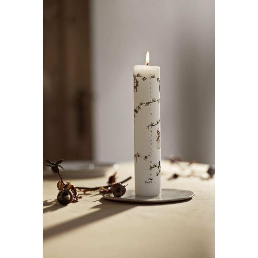 Kähler Hammershi Christmas Kalenderkerze 2025 5×H25cm, Weiß