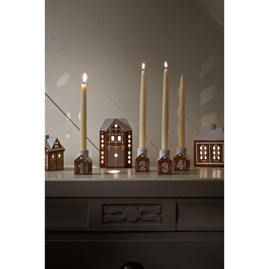 Kähler Gingerbread Adventsstage 4 stk. H7,5 cm, Brun