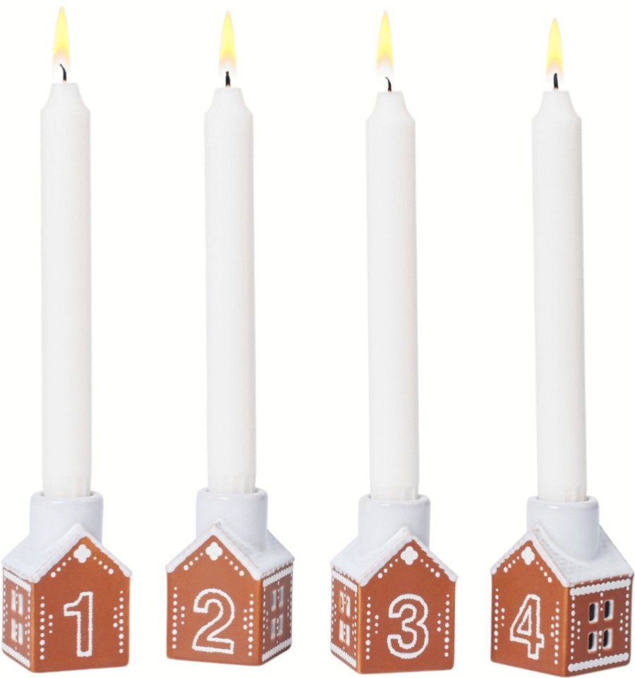 Kähler Gingerbread Adventsstage 4 stk. H7,5 cm, Brun