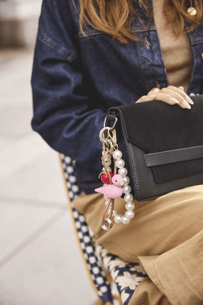 Kay Bojesen Schl�sselanh�nger Vogel 6 cm, Rosa/Silber