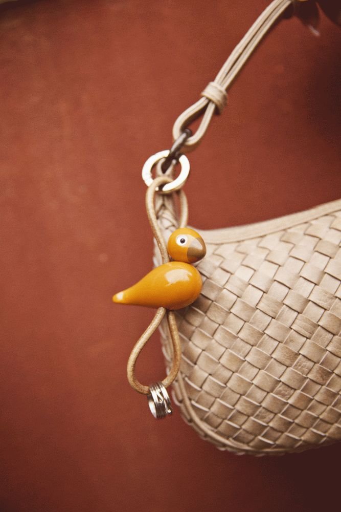 Kay Bojesen Schl�sselanh�nger Vogel 6 cm, Orange/Silber