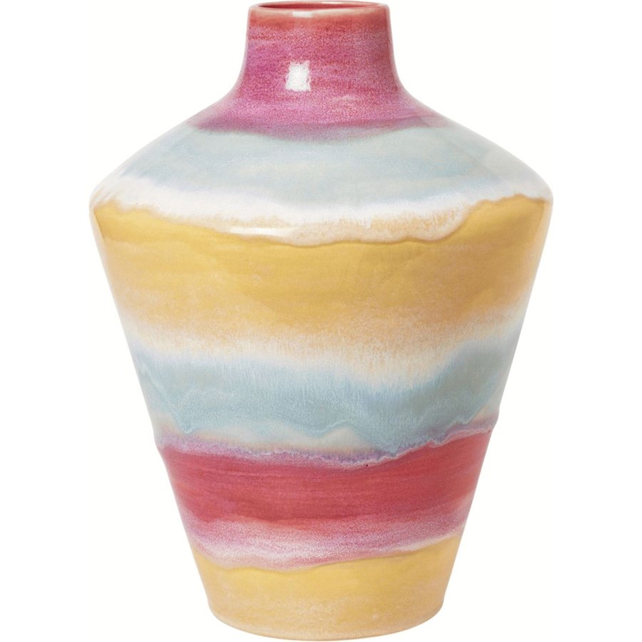 K&auml;hler Poppery Vase m. �ble H39 cm, Pink/Mint/Gul