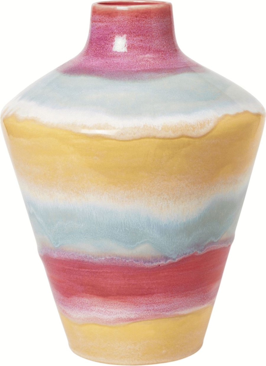 K&auml;hler Poppery Vase m. �ble H39 cm, Pink/Mint/Gul