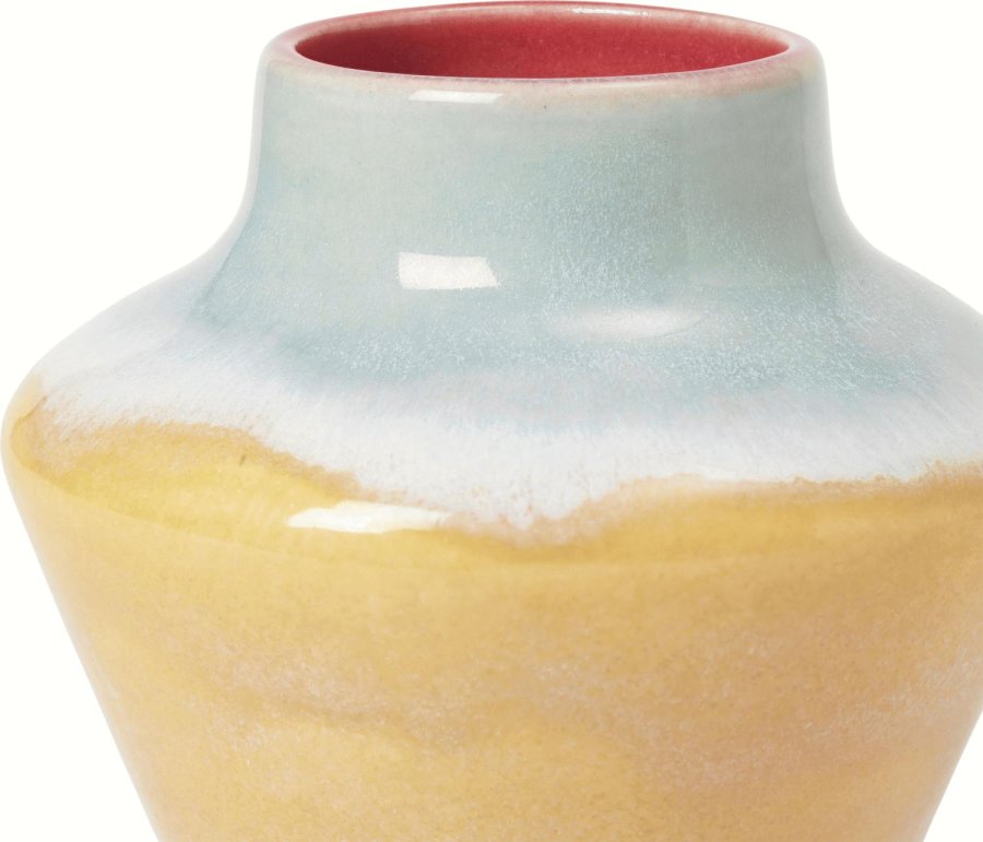 K&auml;hler Poppery Vase H12 cm, Pink/Mint/Gul