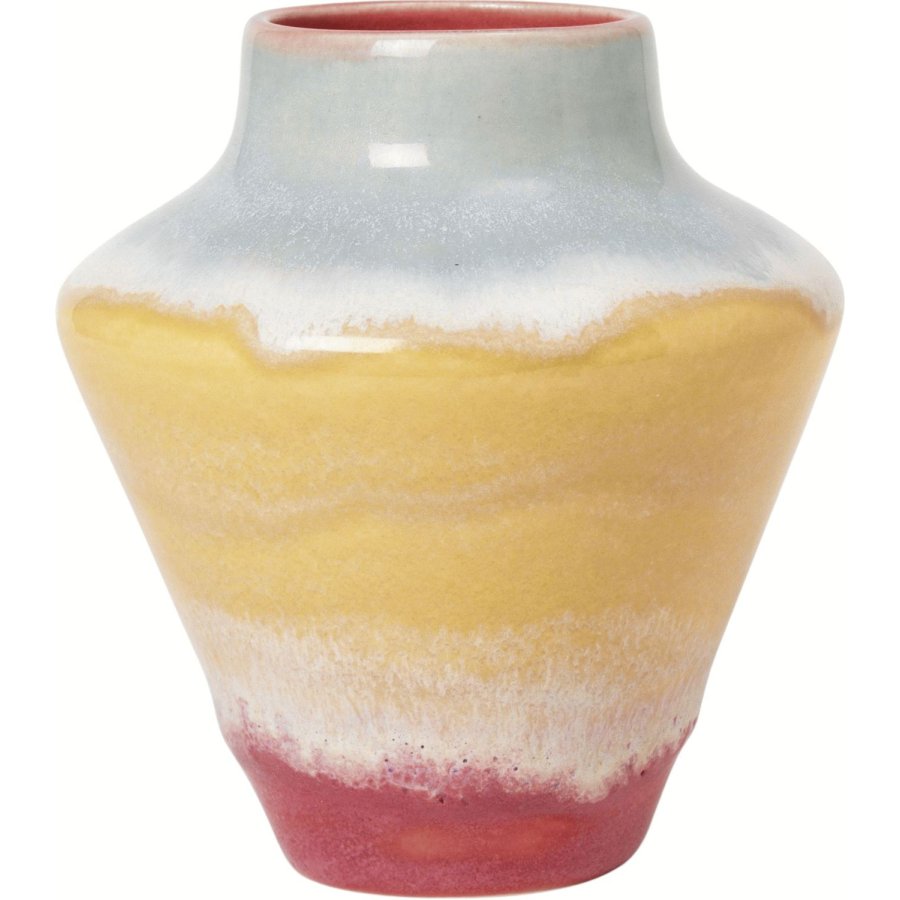 K&auml;hler Poppery Vase H12 cm, Pink/Mint/Gul