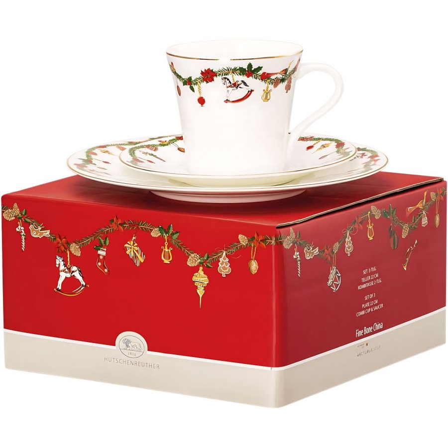 Hutschenreuther Nora Christmas Services�t 3 Dele, Hvid