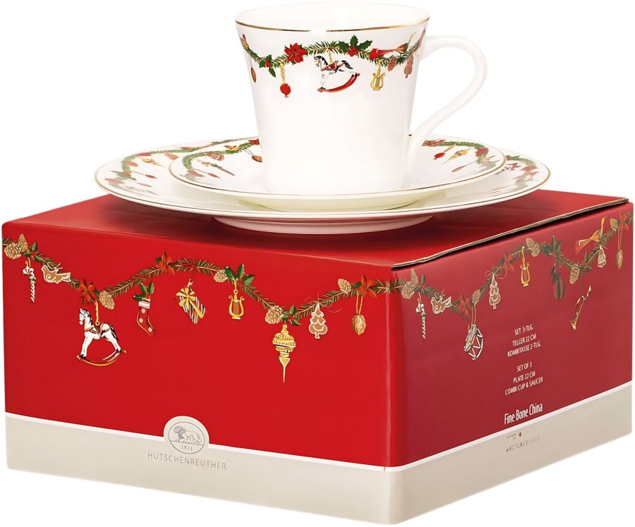 Hutschenreuther Nora Christmas Services�t 3 Dele, Hvid