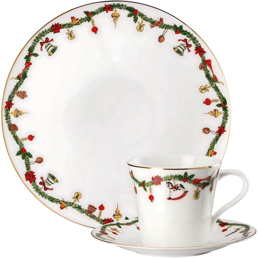 Hutschenreuther Nora Christmas Services�t 3 Dele, Hvid