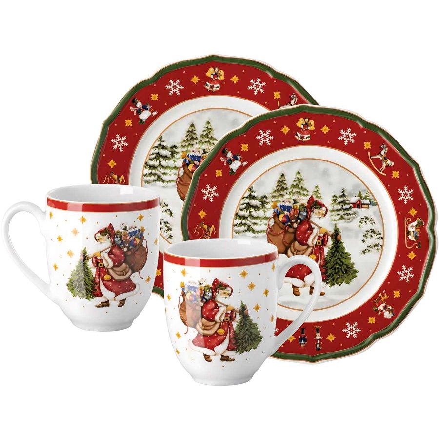 Hutschenreuther Happy Wintertime Serviceset 4-delig, Rood