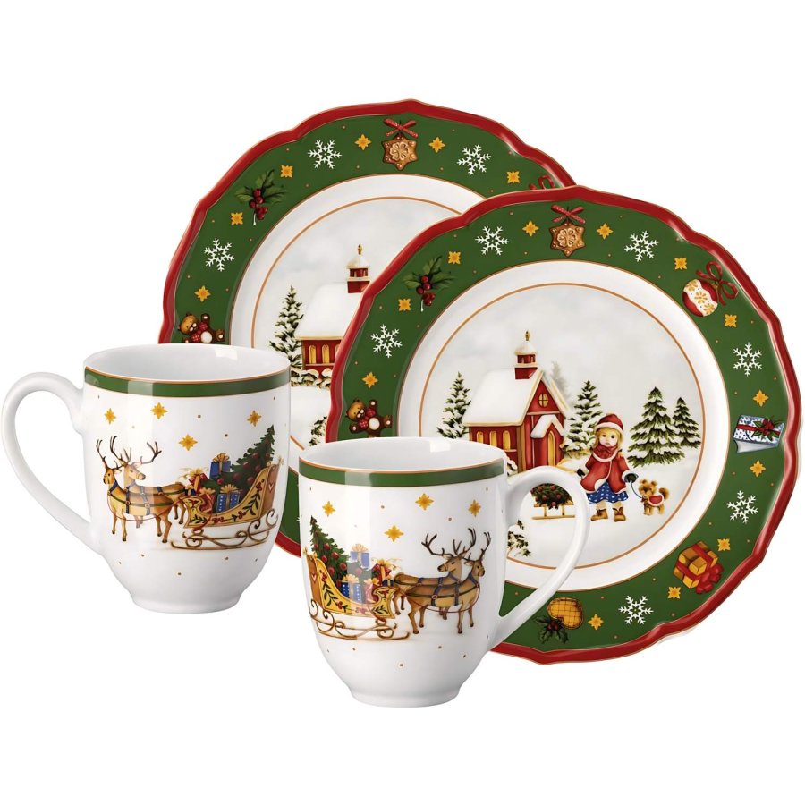 Hutschenreuther Happy Wintertime Serviceset 4-delig, Groen