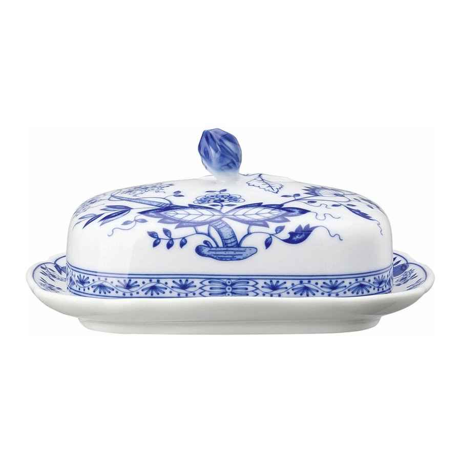 Hutschenreuther Blau Zwiebelmuster Sm�rboks 18,6 cm, Bl�