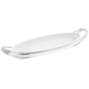 Sambonet New Living Fischplatte mit Halter 65x25 cm, Wei�/Stahl