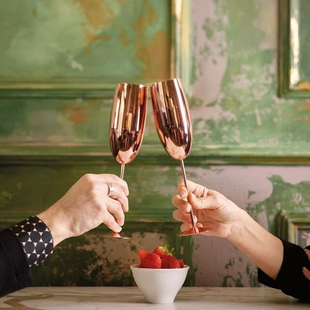 Paderno Fl&ucirc;te Champagneglas 2 stk. 27 cl, Kobber