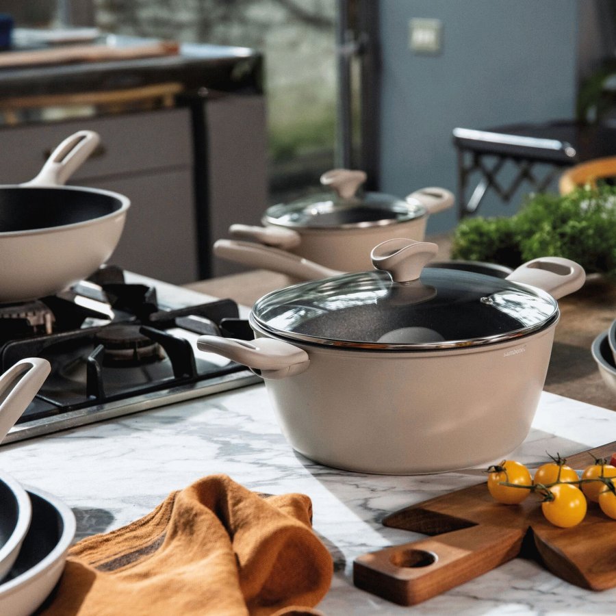 Sambonet Silver Force Gryde m. L�g �24 cm/4,2 L, Beige/Gr�