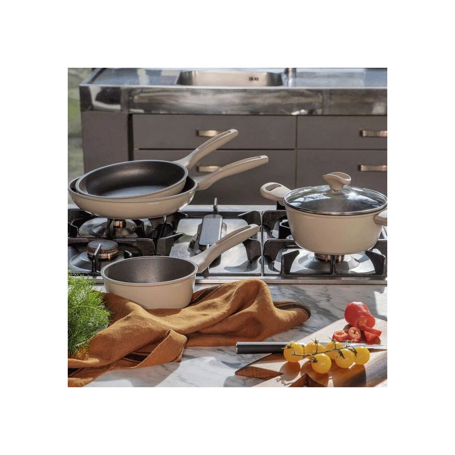 Sambonet Silver Force Topf- und Pfannensatz 5-teilig, Beige/Grau