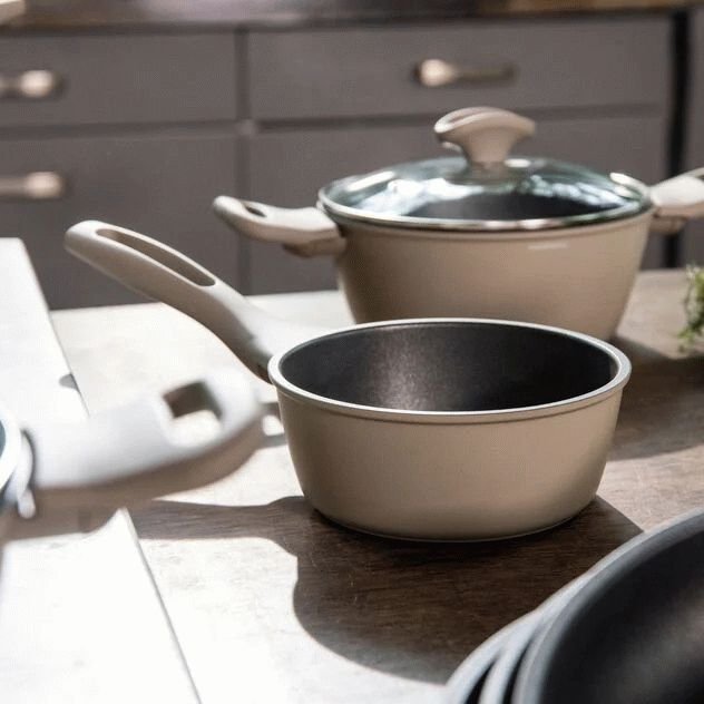 Sambonet Silver Force Topf- und Pfannensatz 5-teilig, Beige/Grau