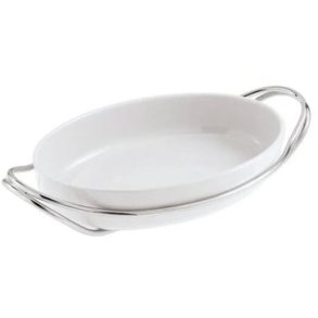 Sambonet New Living Tablett mit Halter 35x24 cm, Wei�/Stahl