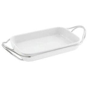 Sambonet New Living Tablett mit Halter 35x22 cm, Wei�/Stahl