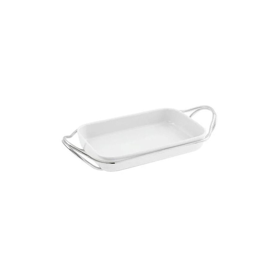 Sambonet New Living Tablett mit Halter 35x22 cm, Wei�/Stahl