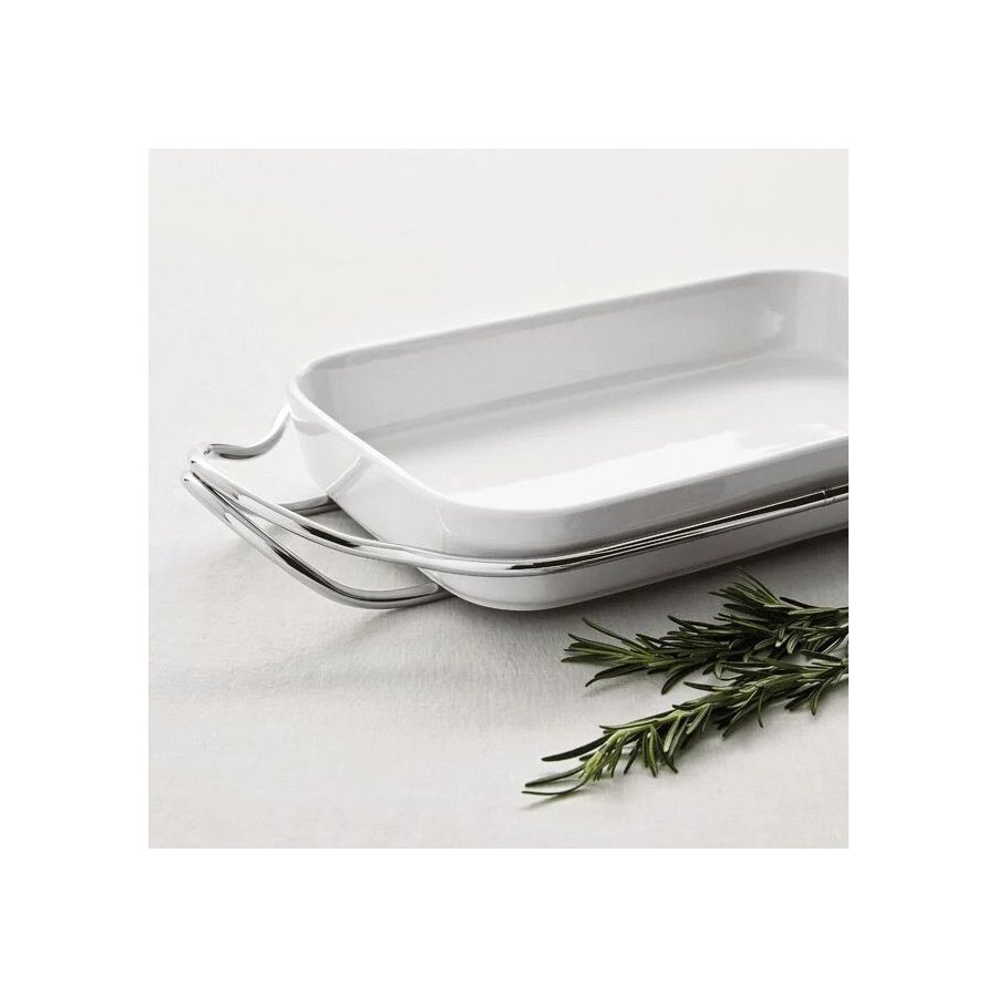 Sambonet New Living Tablett mit Halter 35x22 cm, Wei�/Stahl