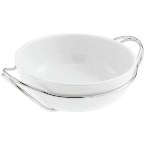 Sambonet New Living Spaghettisch�ssel mit Halter �32 cm, Wei�/Stahl