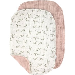 Sebra Wickelunterlage 2er Set 58x40 cm, Muslin/Rose