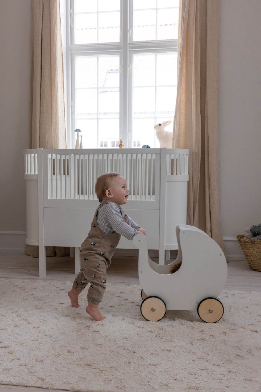 Sebra Dukkevogn 45 cm, Classic White