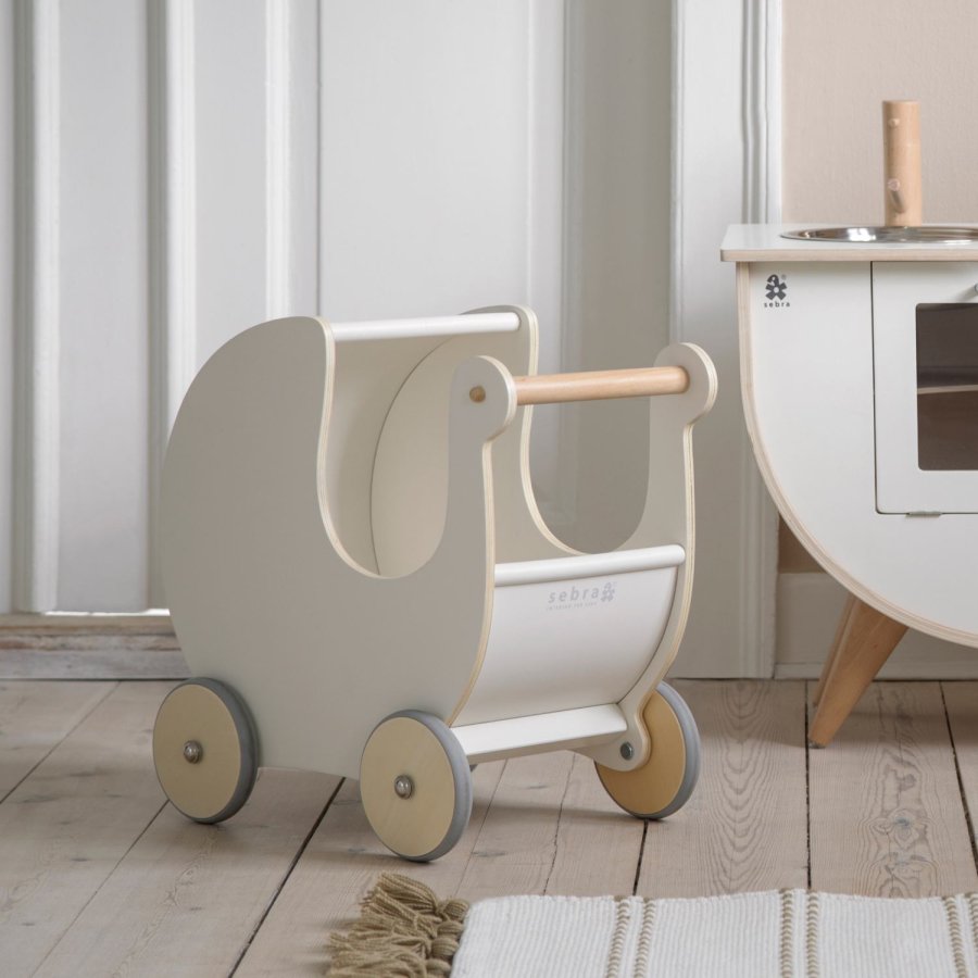 Sebra Dukkevogn 45 cm, Classic White