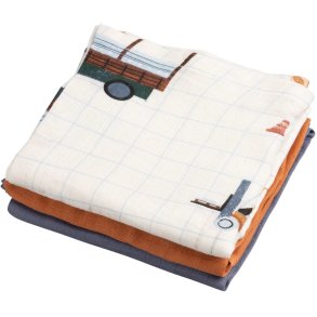 Sebra Busy Builders Stoffwindeln 3-teilig. 75x75 cm, Mehrfarbig