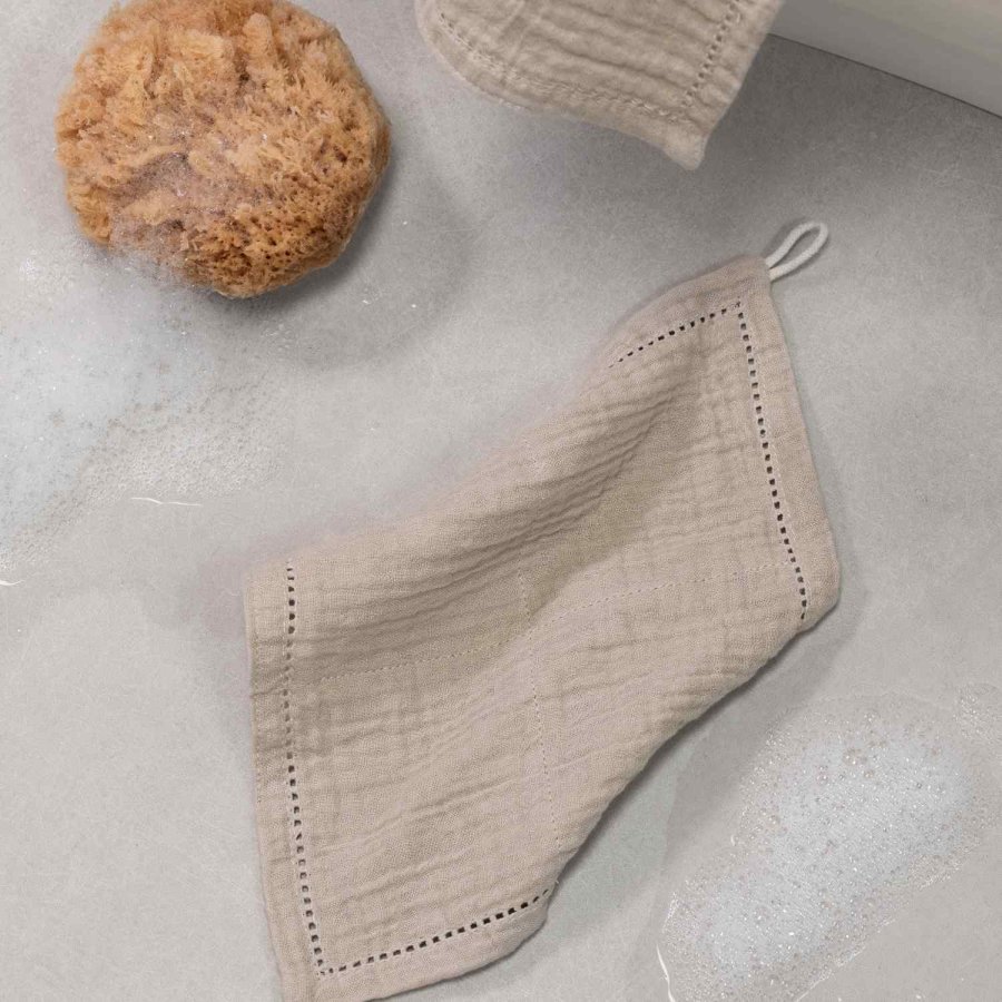 Sebra Vaskeklud 3 stk. 20x20 cm, Seabreeze Beige