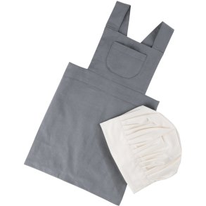 Sebra Kinderschrze m. Kochmtze, Elefantengrau/Klassisches Wei