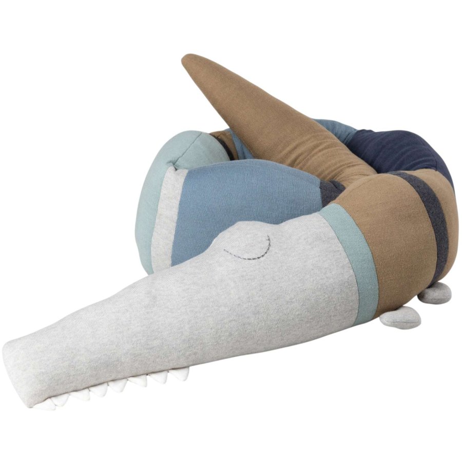 Sebra Strikket Pude Sleepy Croc 12x190 cm, Dusty Blue