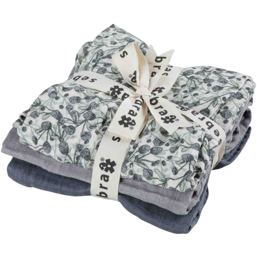Sebra Stofble 3 stk. 75x75 cm, Blue Olive/Forest Lake Blue