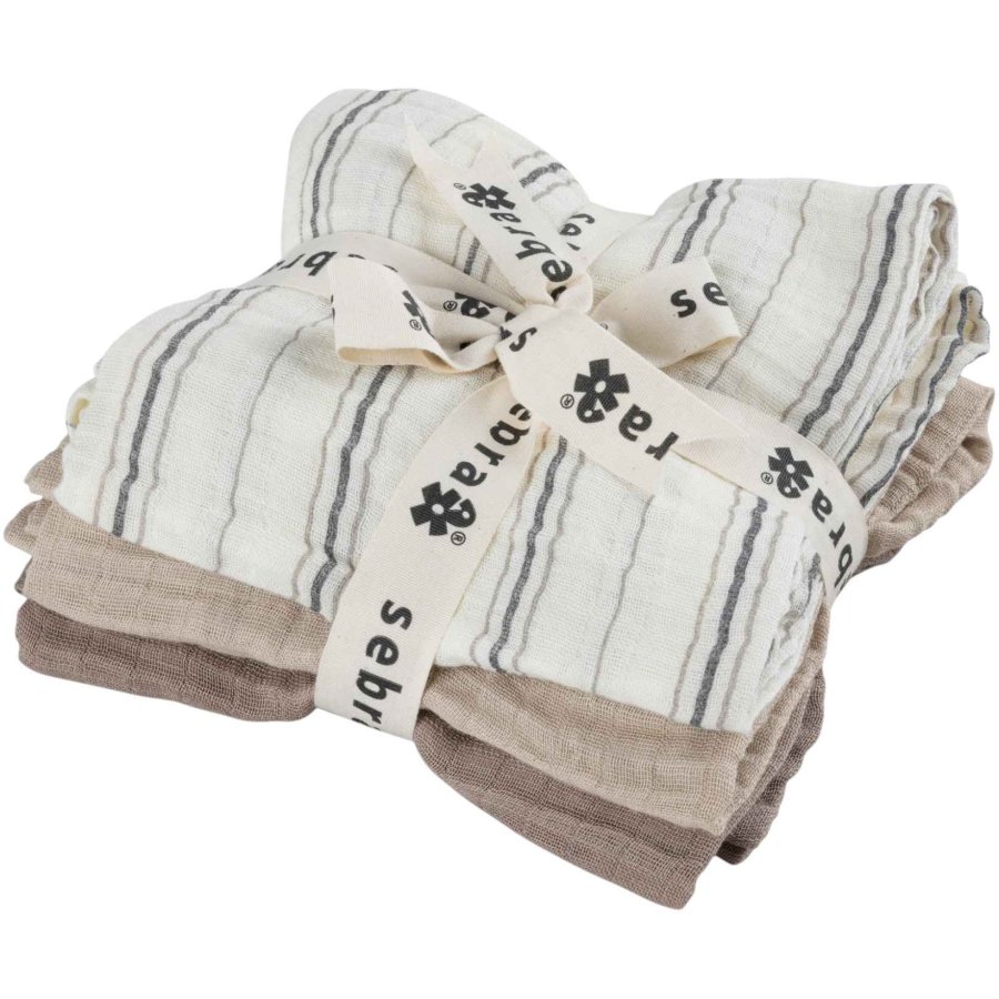 Sebra Stofble 3 stk. 75x75 cm, Cream Stripe/Beige