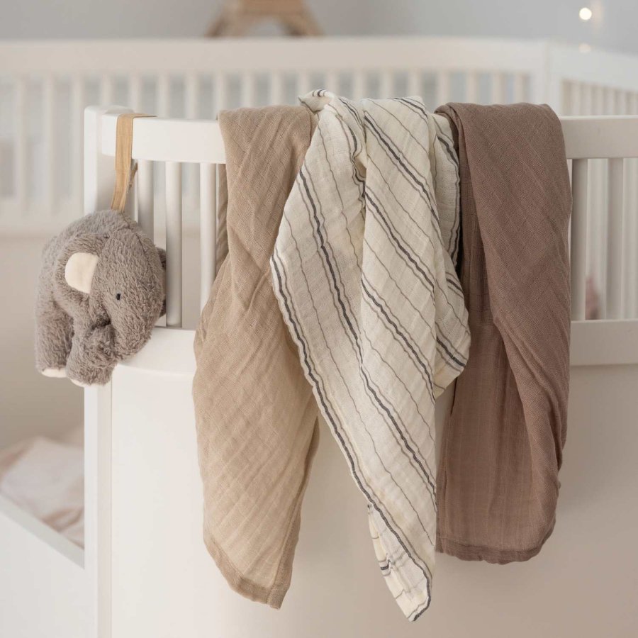 Sebra Stofble 3 stk. 75x75 cm, Cream Stripe/Beige