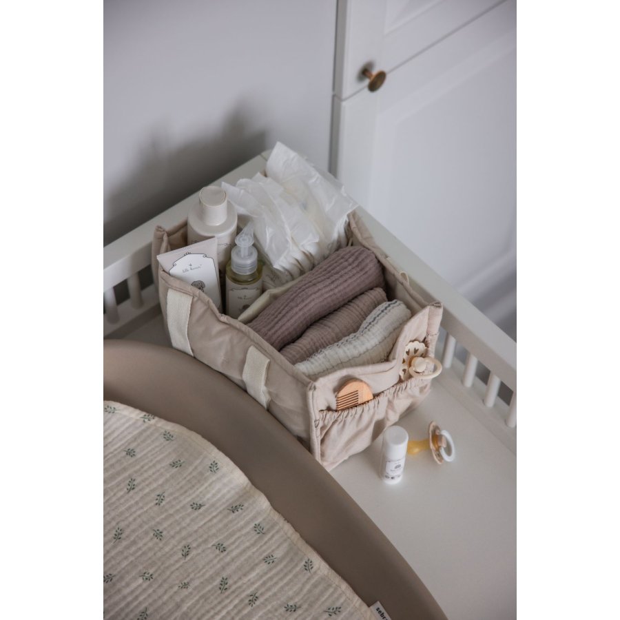 Sebra Pusleopbevaringskurv m. Hank 25x18 cm, Morning Beige
