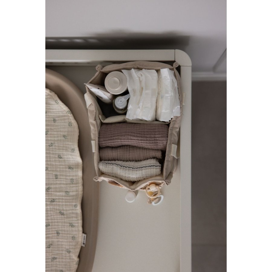 Sebra Pusleopbevaringskurv m. Hank 25x18 cm, Morning Beige