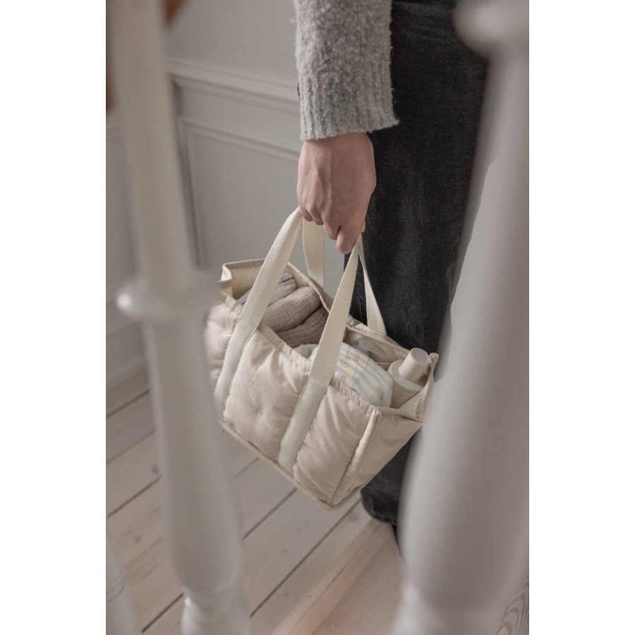 Sebra Pusleopbevaringskurv m. Hank 25x18 cm, Morning Beige