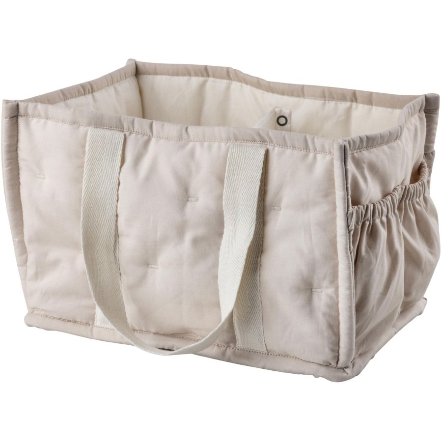 Sebra Pusleopbevaringskurv m. Hank 25x18 cm, Morning Beige