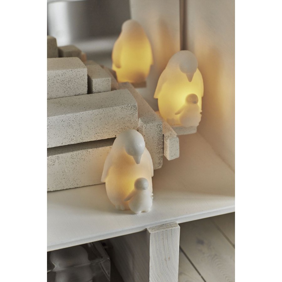 Sirius Lichtdekoration Pinguin mit Jungem LED H11 cm, Weiß