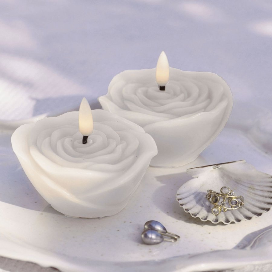 Sirius Rosita Fyrfadslys LED 2 stk. �8/H4 cm, Hvid/Creme