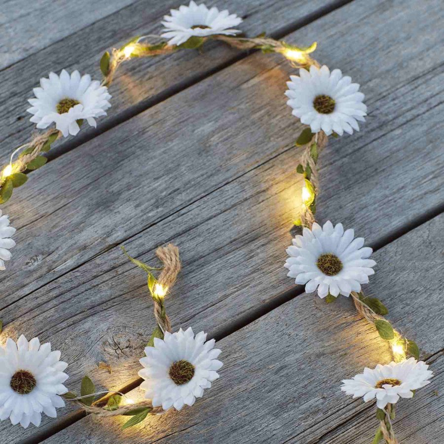 Sirius Flora Lichterkette Blume 20 LED 2 m, Wei&szlig;/Gr&uuml;n