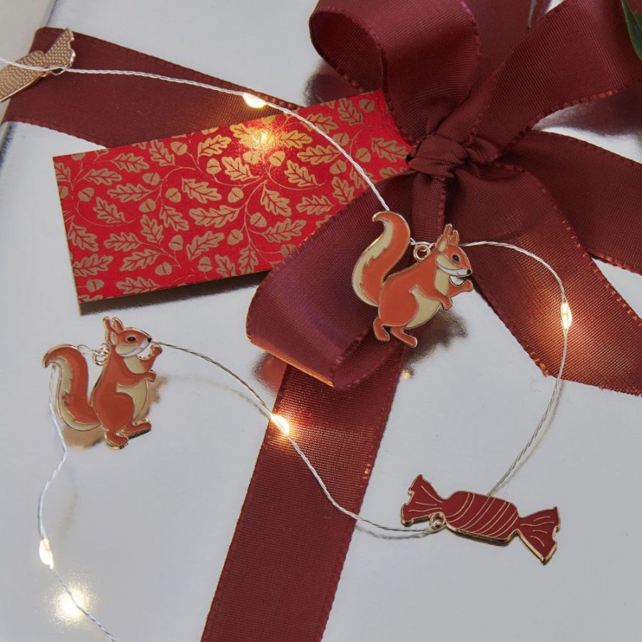 Sirius Mie Lichterkette Eichh&ouml;rnchen und S&uuml;&szlig;igkeiten 10 LED 90 cm, Rot