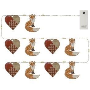 Sirius Mie Lichterkette Fuchs und Herz 10 LED 90 cm, Rot