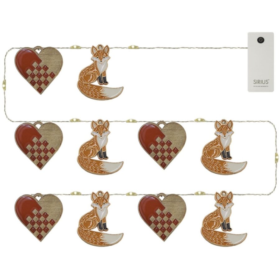 Sirius Mie Lichterkette Fuchs und Herz 10 LED 90 cm, Rot