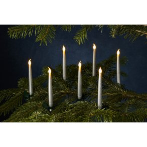 Sirius Carolin Juletræslys LED 10 stk. H15 cm, Sølv