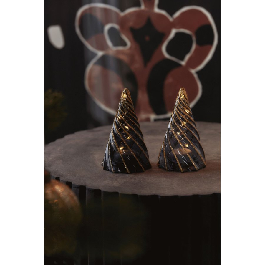Sirius Vilma Lichtdekoration Weihnachtsbaum LED 2er Set H11 cm, Schwarz/Gold