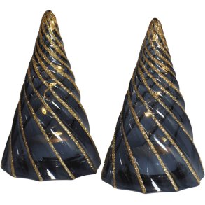 Sirius Vilma Lichtdecoratie Kerstboom LED 2 stuks H11 cm, Zwart/Goud