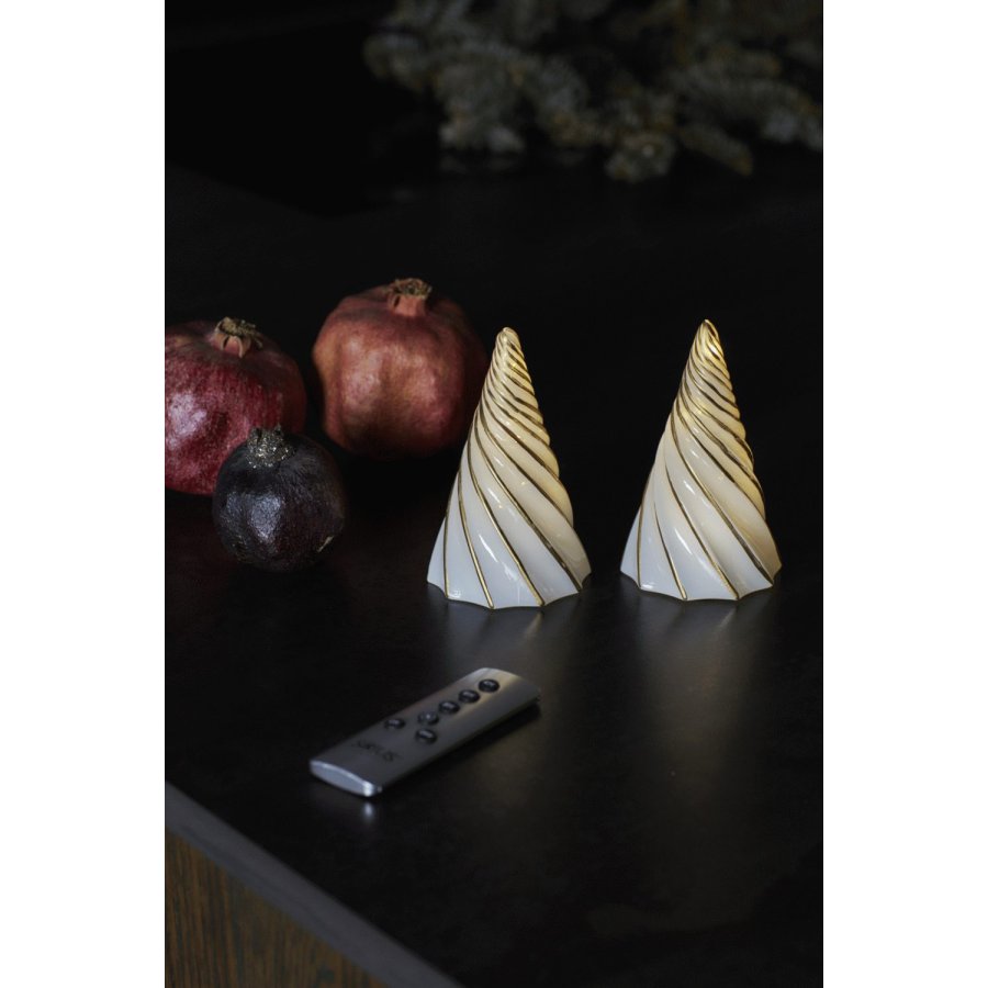 Sirius Vilma Lichtdekoration Weihnachtsbaum LED 2er Set H11 cm, Wei/Gold