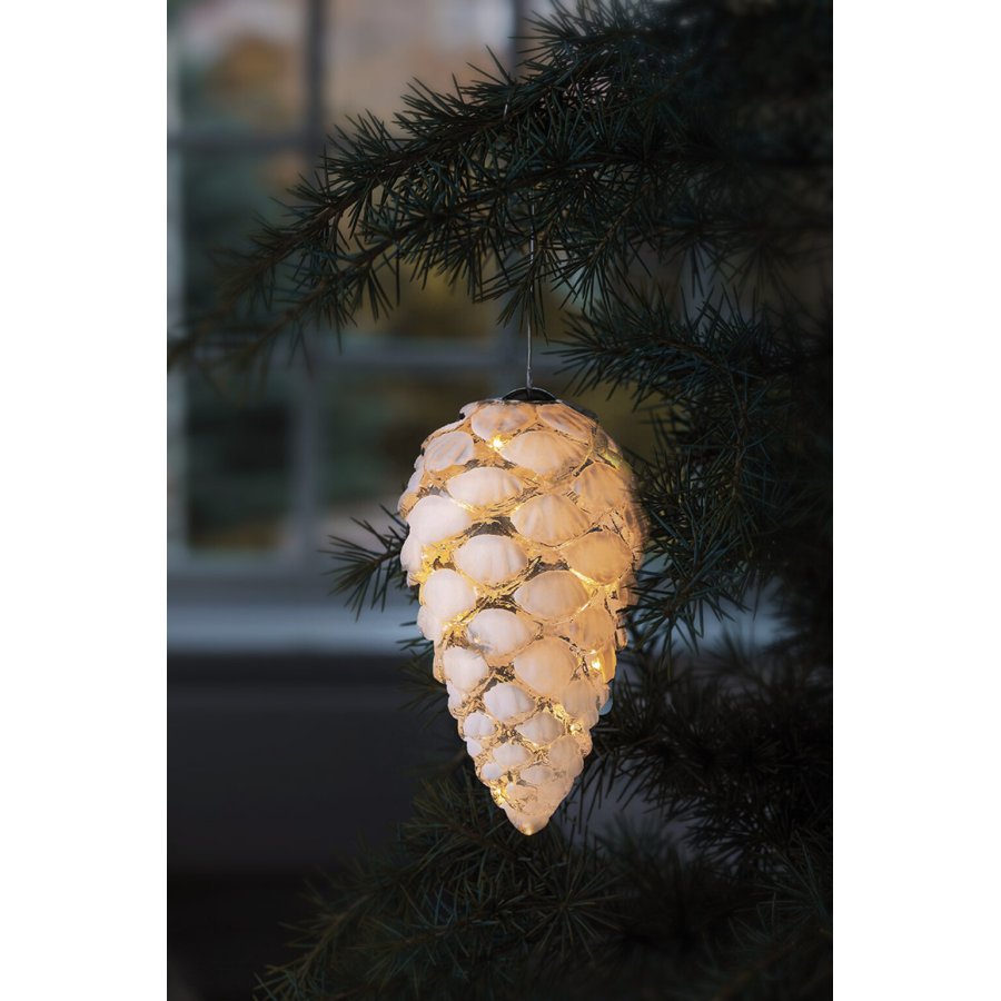 Sirius Celina Lysdekoration Kogle H12 cm, Snehvid